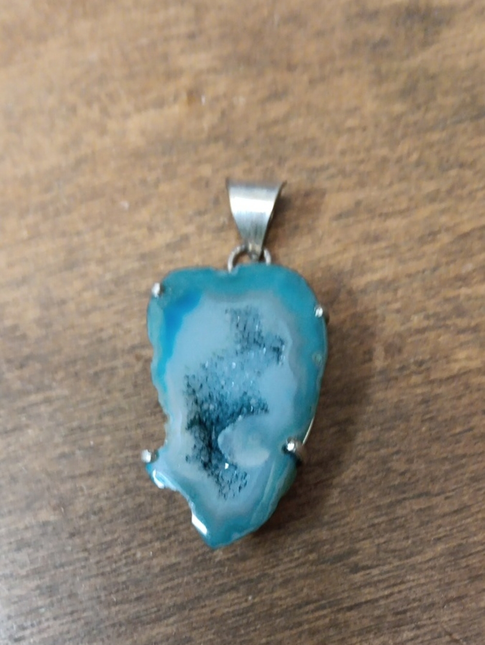 Turquoise Blue Agate Druzy Pendant Necklace